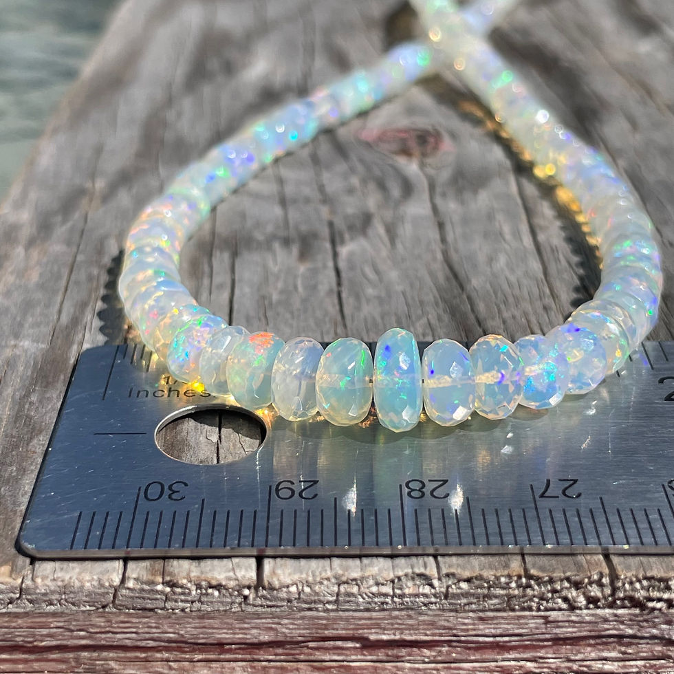 Thumbnail: Large faceted Ethiopian opal faceted rondelle beads necklace