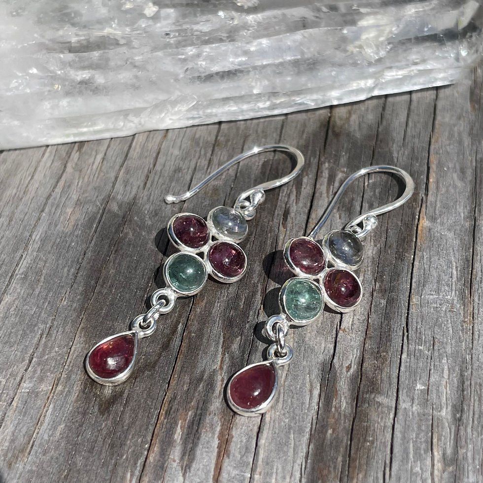 Thumbnail: Tourmaline multi stone earrings
