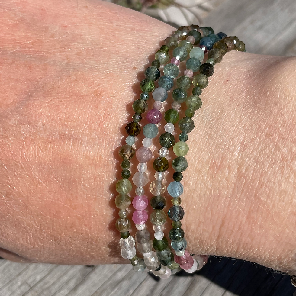 Long pastel tourmaline wrap necklace or bracelet