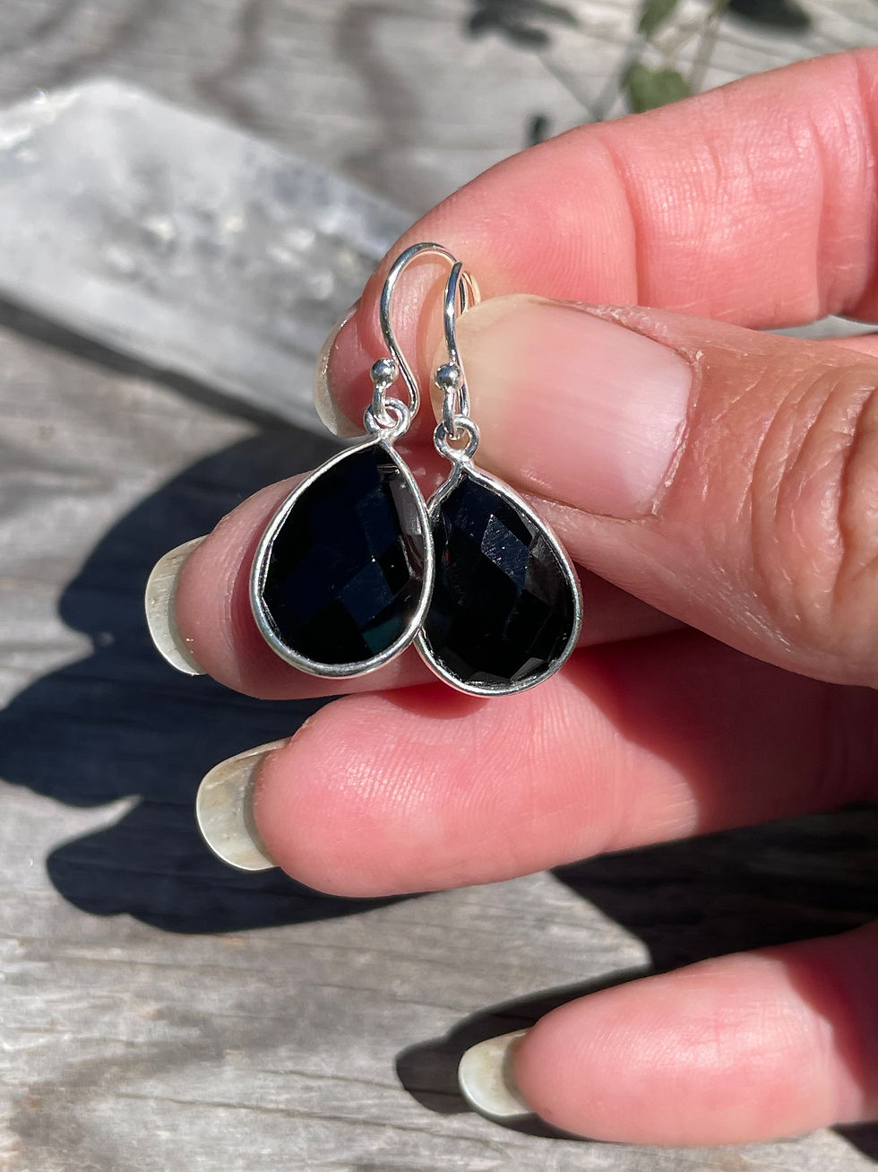 Thumbnail: Black onyx teardrop earrings