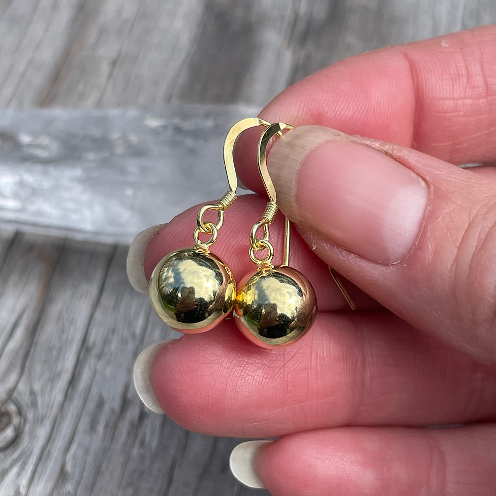 Thumbnail: Gold filled 10mm round drop earrings