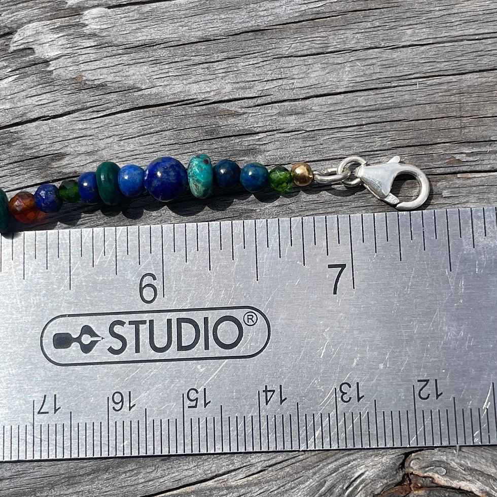 Thumbnail: The Candy Collection Lapis, chrysocolla, hessonite garnet bracelet 7.5 inches lo