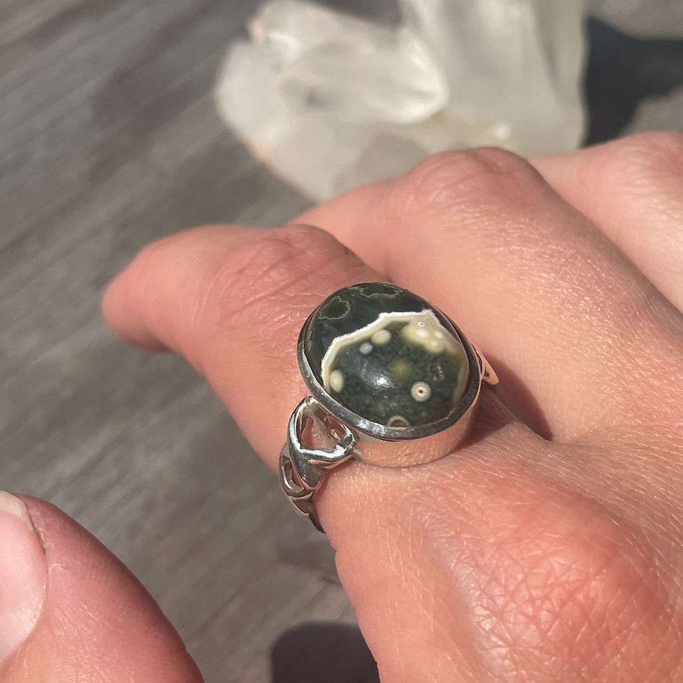 Thumbnail: Ocean jasper oval cutout band ring