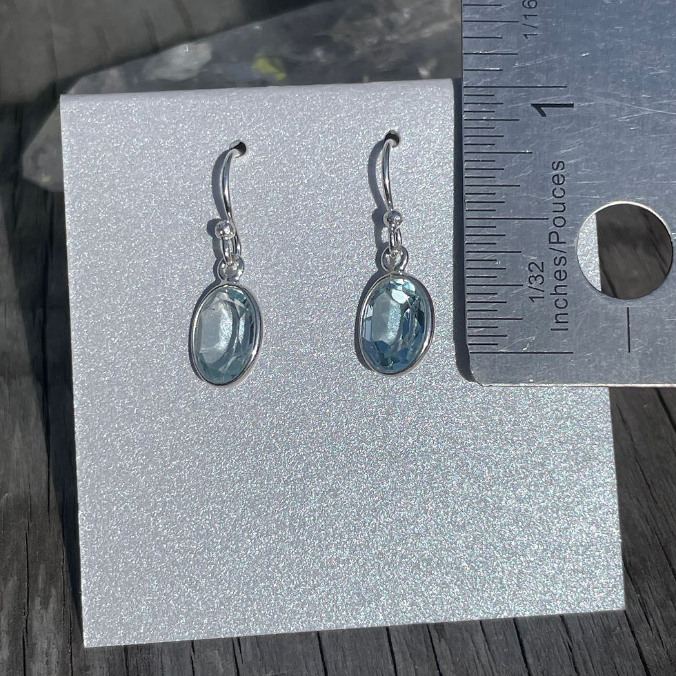 Thumbnail: Blue topaz oval faceted earrings