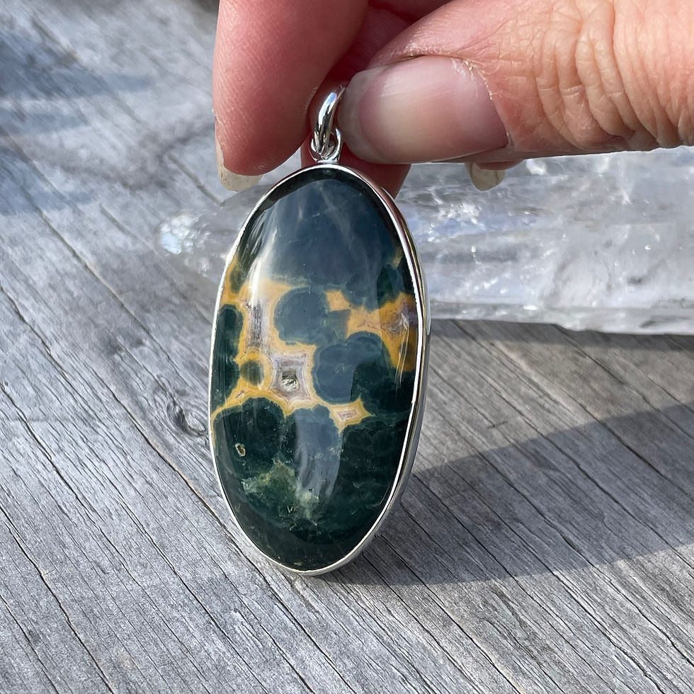 Thumbnail: Large green ocean jasper pendant