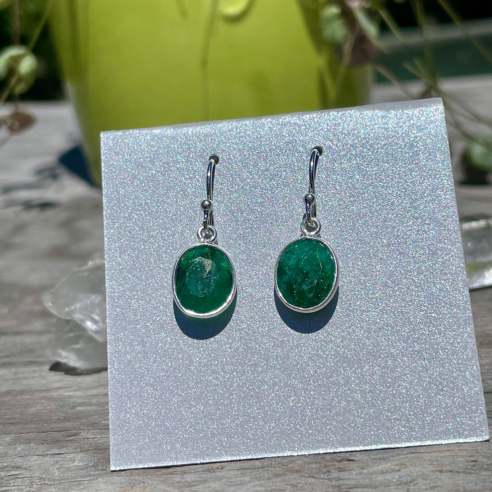 Thumbnail: Emerald oval faceted earrings