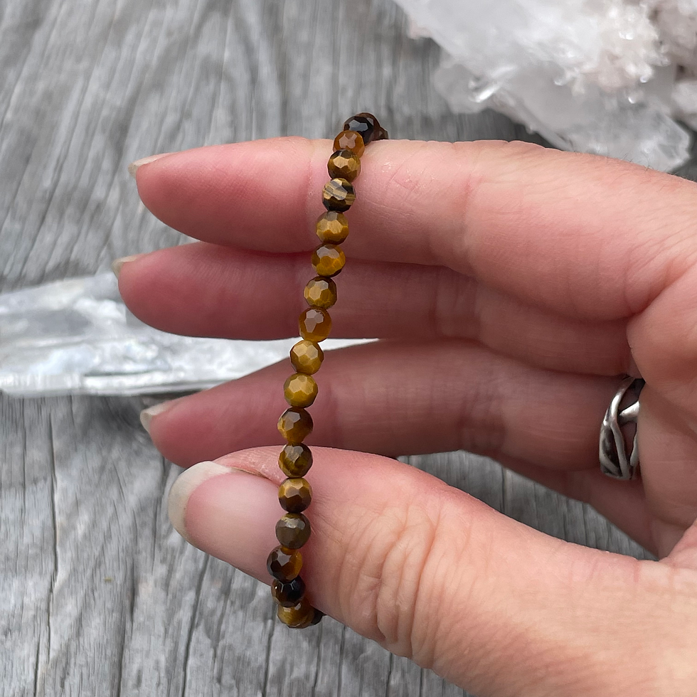 Thumbnail: Tigers eye faceted bead bracelet 7 1/4 