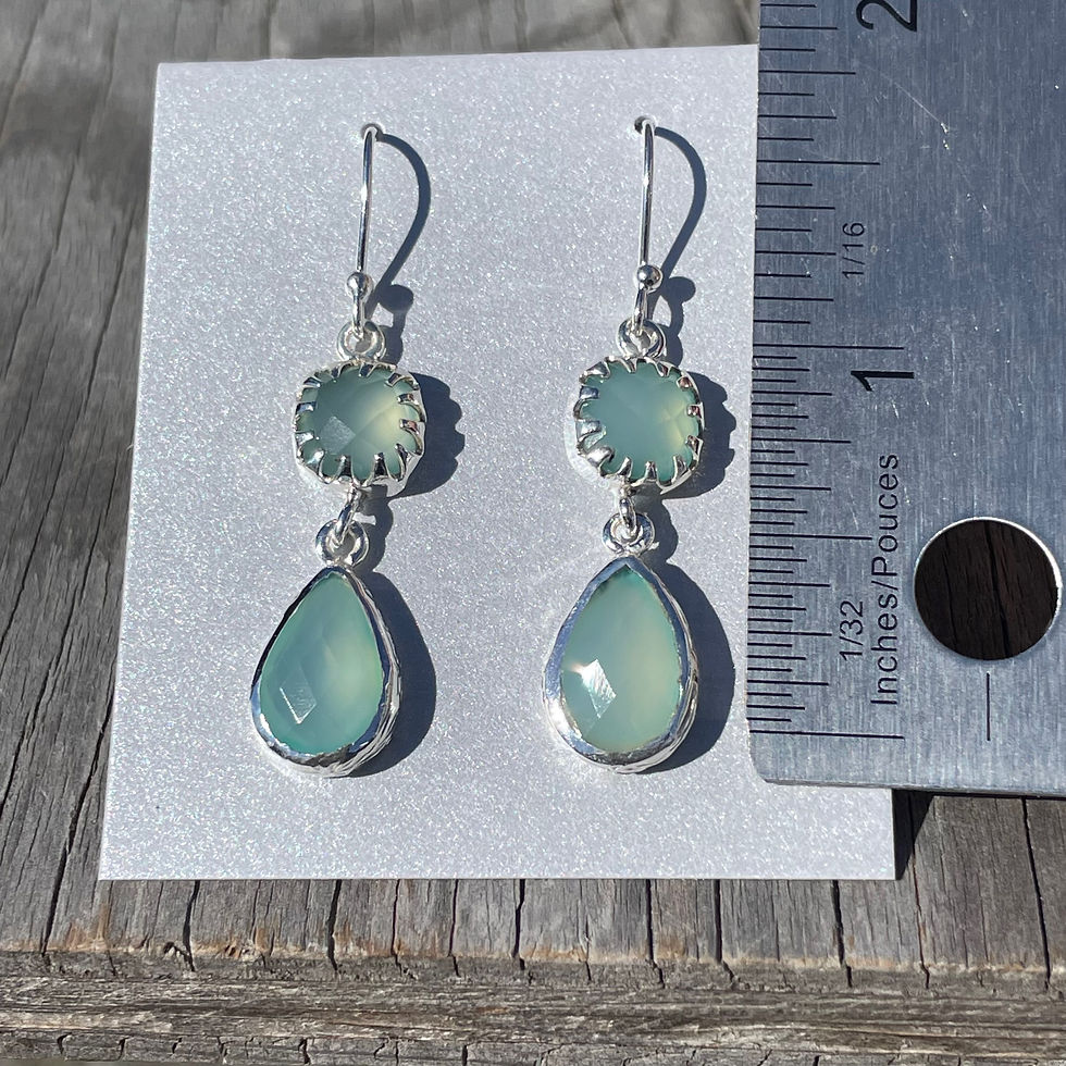 Thumbnail: Chalcedony faceted two stone earrings 