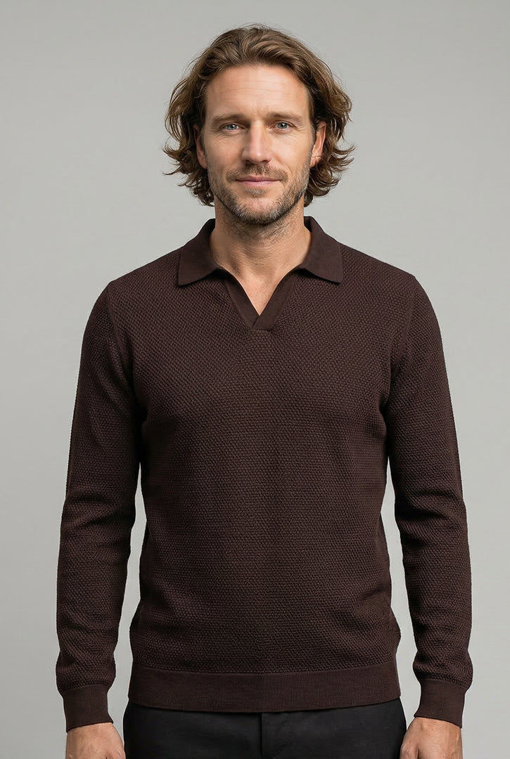 Polo Tricot V Manga Longa