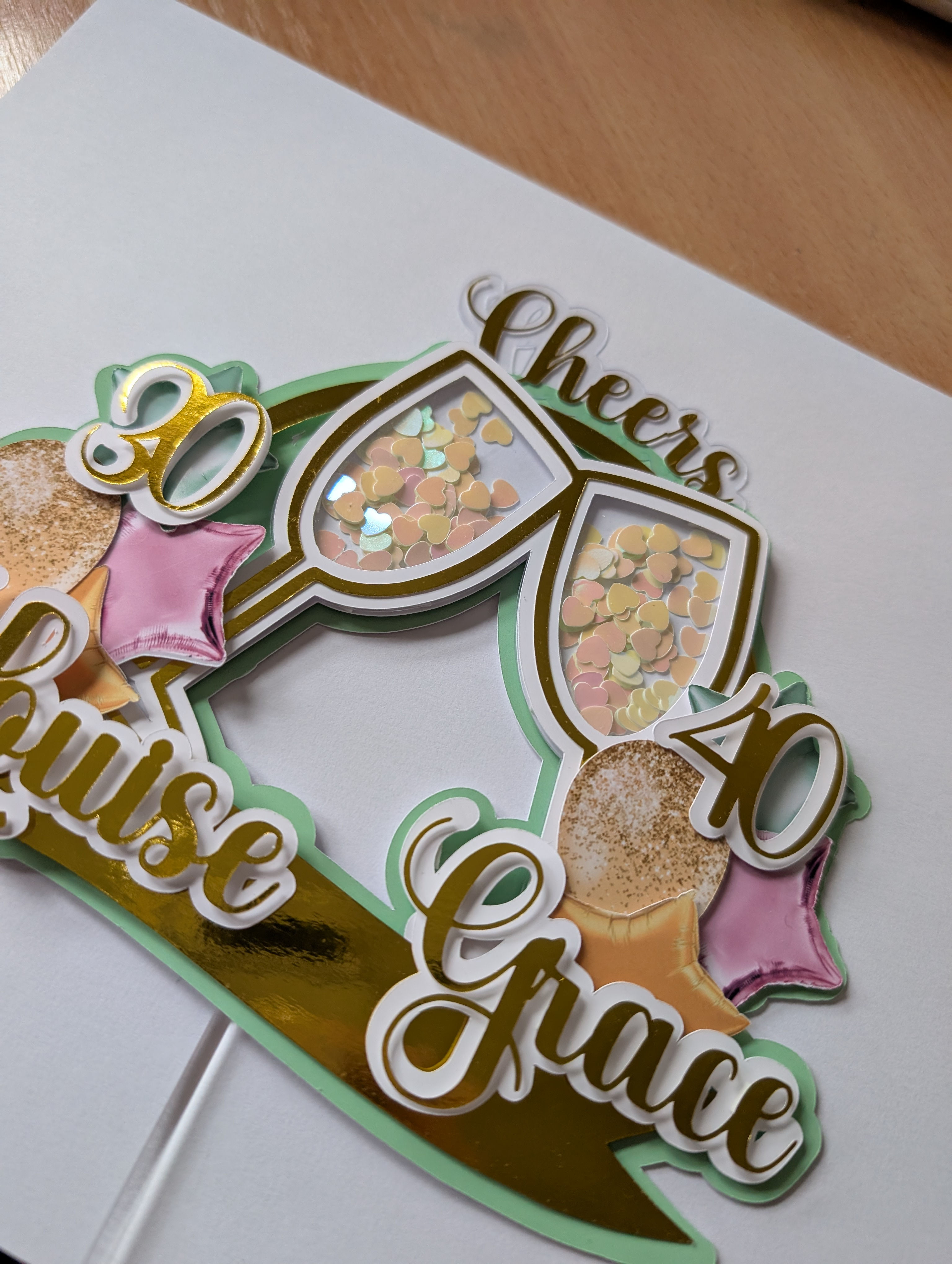 Champagne card topper 