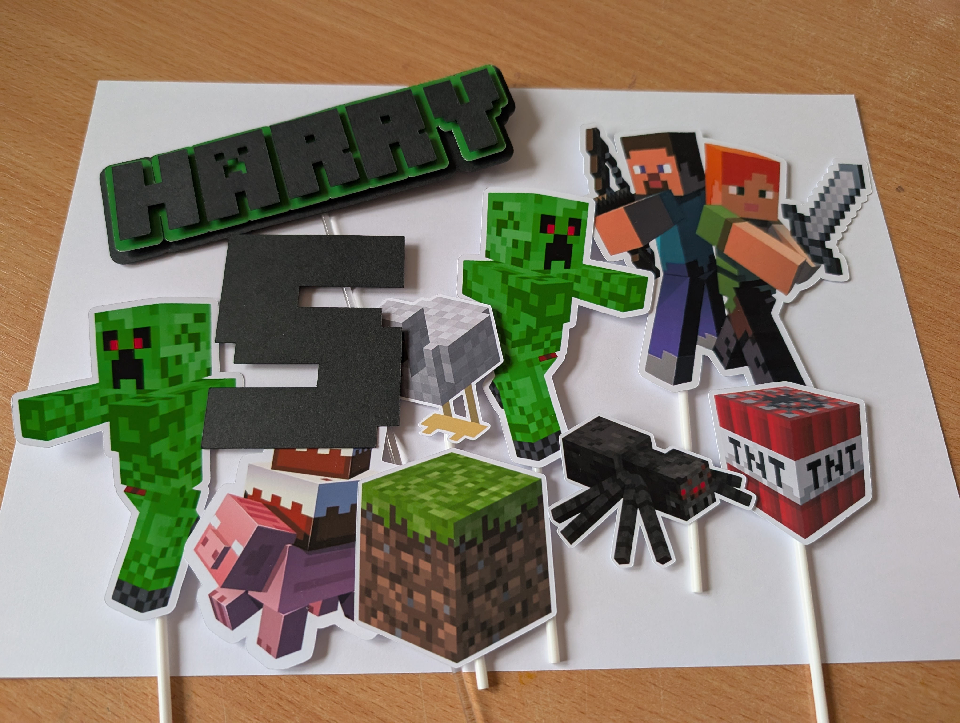 Minecraft card cake toppers 