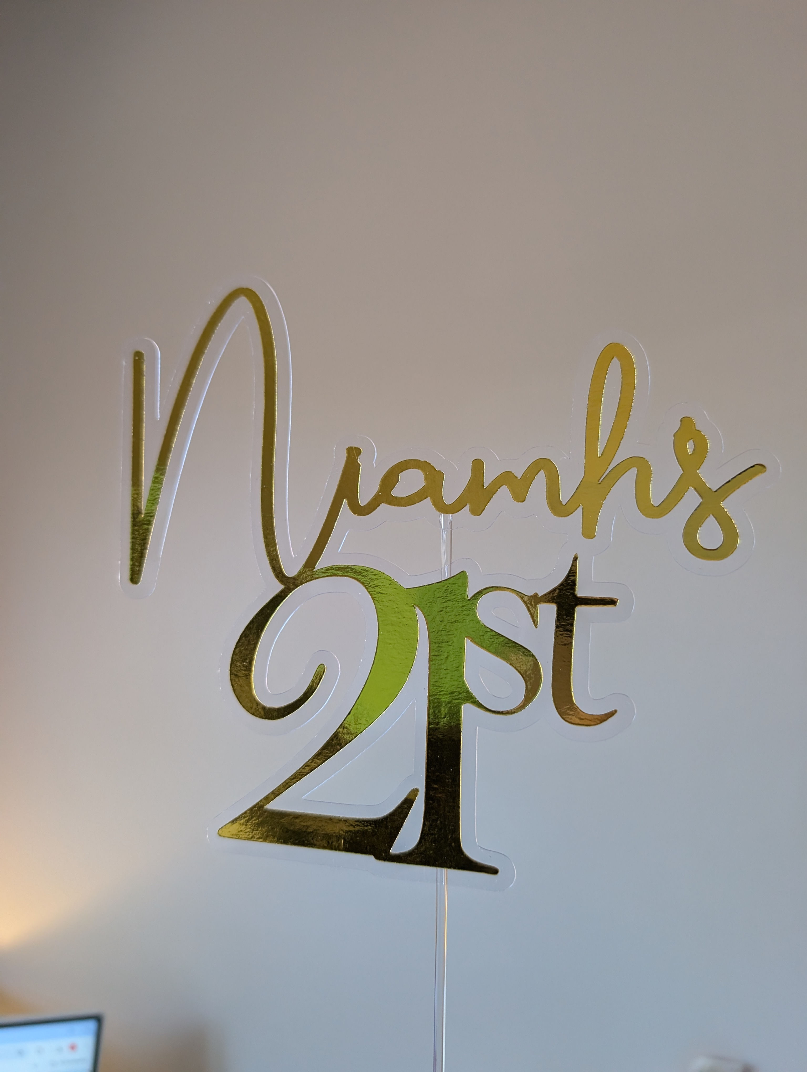 21st card cake topper 7 inch wide 