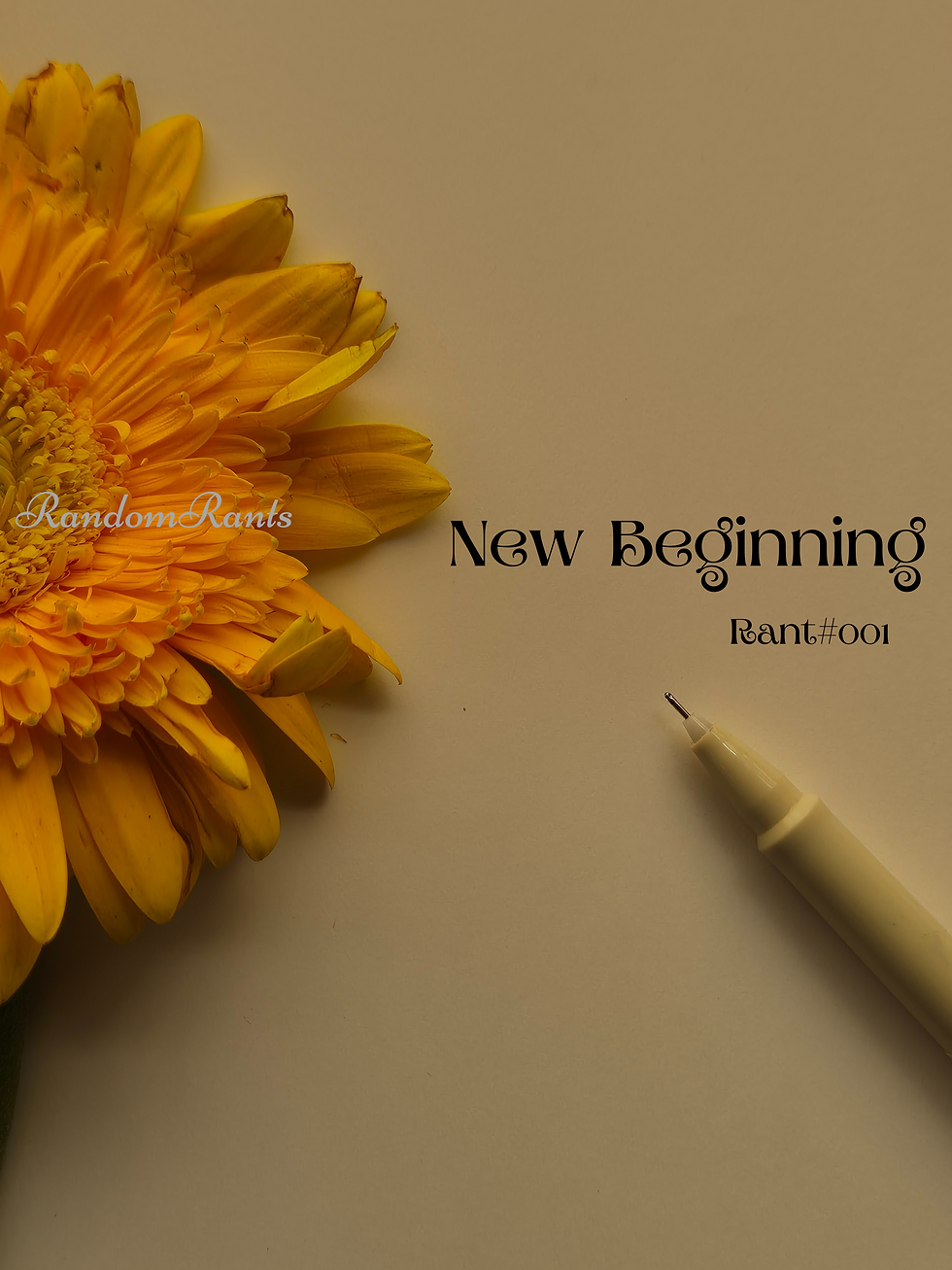 new page of journal with yellow flower and pen-new beginning-new chapter of life-hope-new story-inspiration