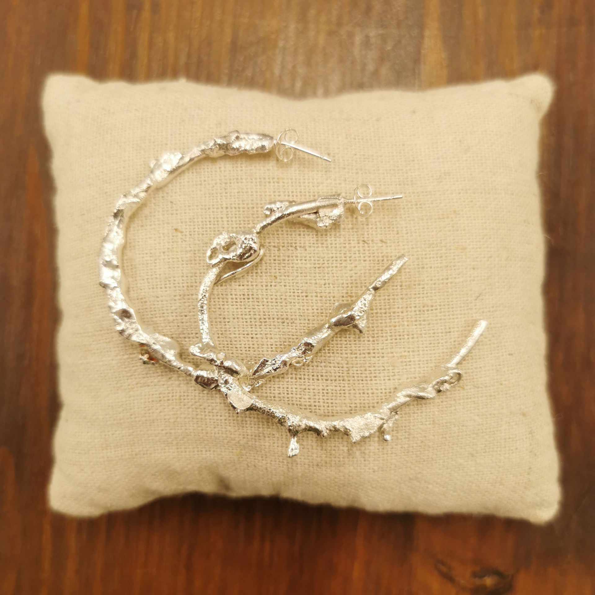 fused silver hoops