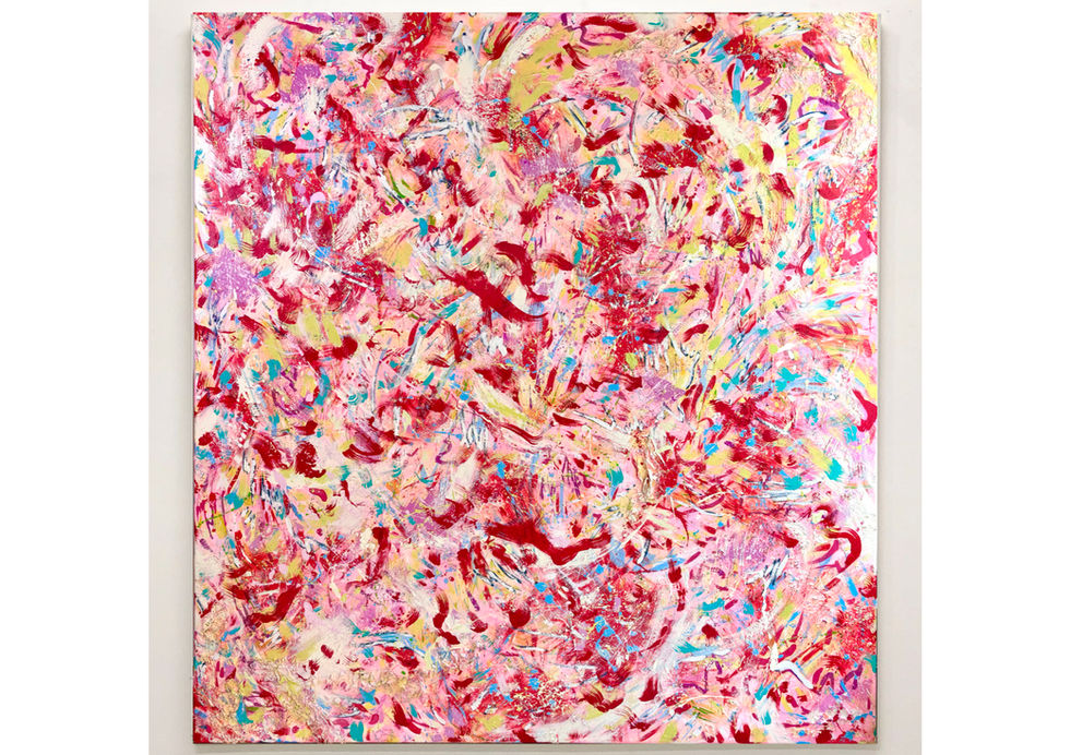 “Make it sacred” 2x2m (75x70in) oil on mixed media base on canvas.