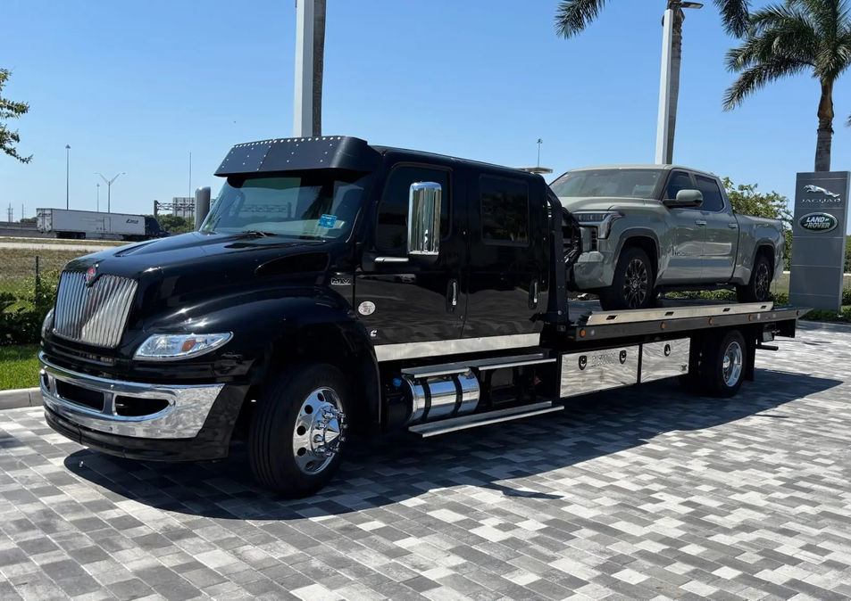 large equipment transport tow truck