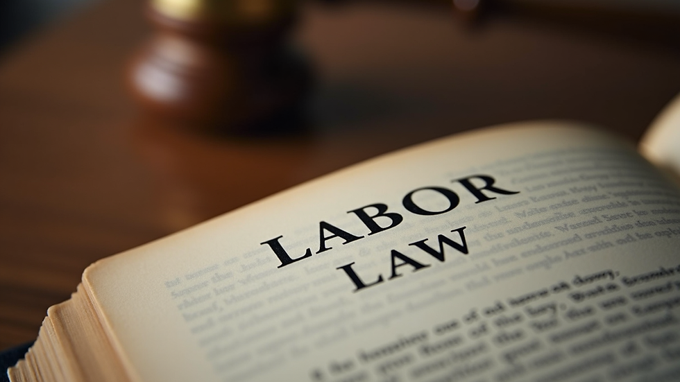 Eye-level view of a legal book on labor law