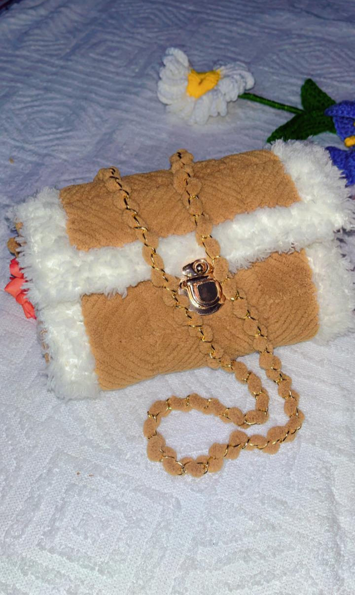Thumbnail: White and Brownish Handmade Bag