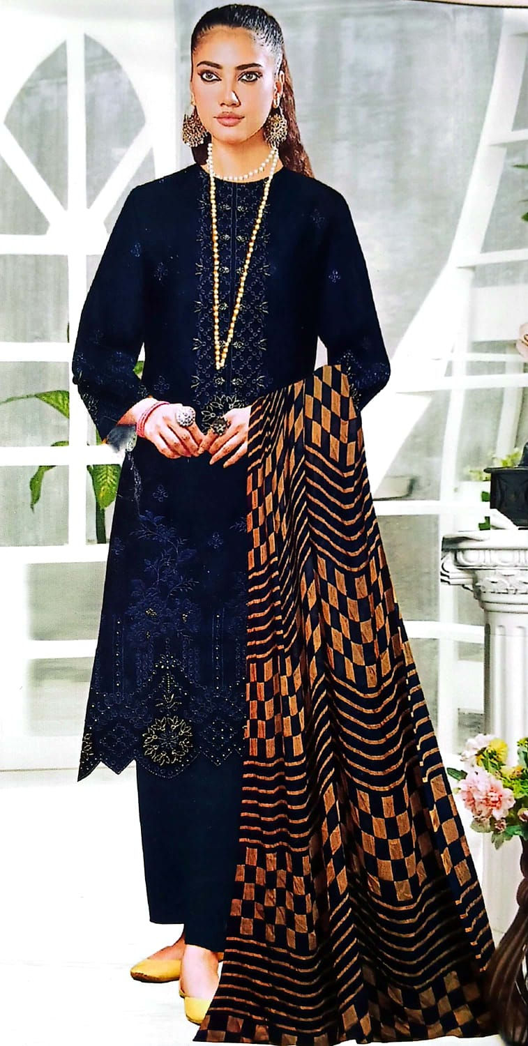 Thumbnail: SOBIA NAZIR CHIKANKARI WITH TILA WORK  PATCHE NECKLINE CHIFFON DUPATTA PLAIN DYE