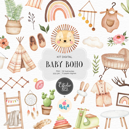 Kit Digital Baby Boho estudio 812