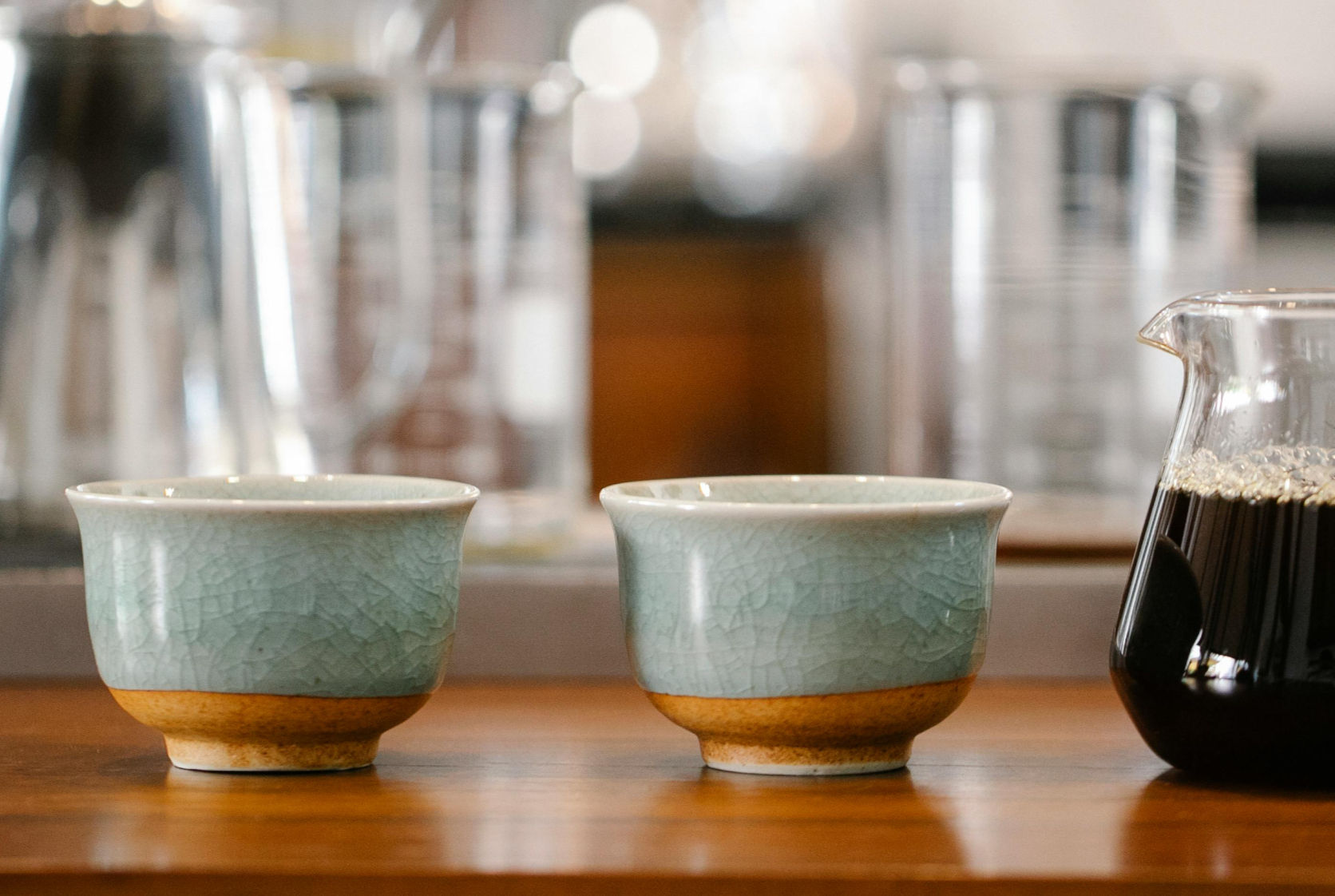 Two ceramic espresso shot glasses