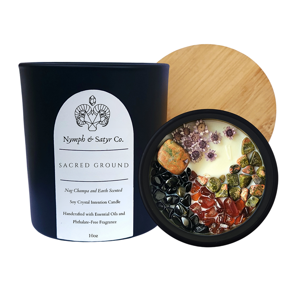 Sacred Ground • 10oz Soy Crystal Candle (Black Glass)