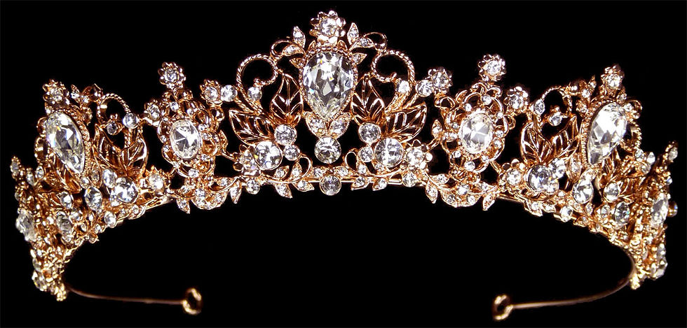 Thumbnail: 1879-370   In Rose Gold; Stunningly regal tiara accented with chunky crystal rhi
