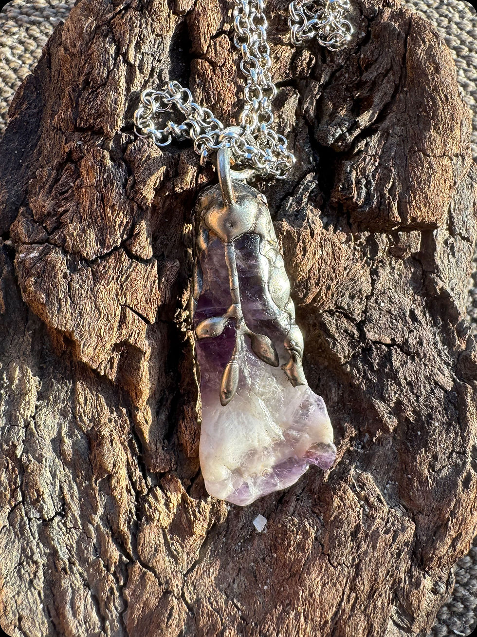Thumbnail: AMETHYST PENDANT (DOUBLE SIDED FLORAL)