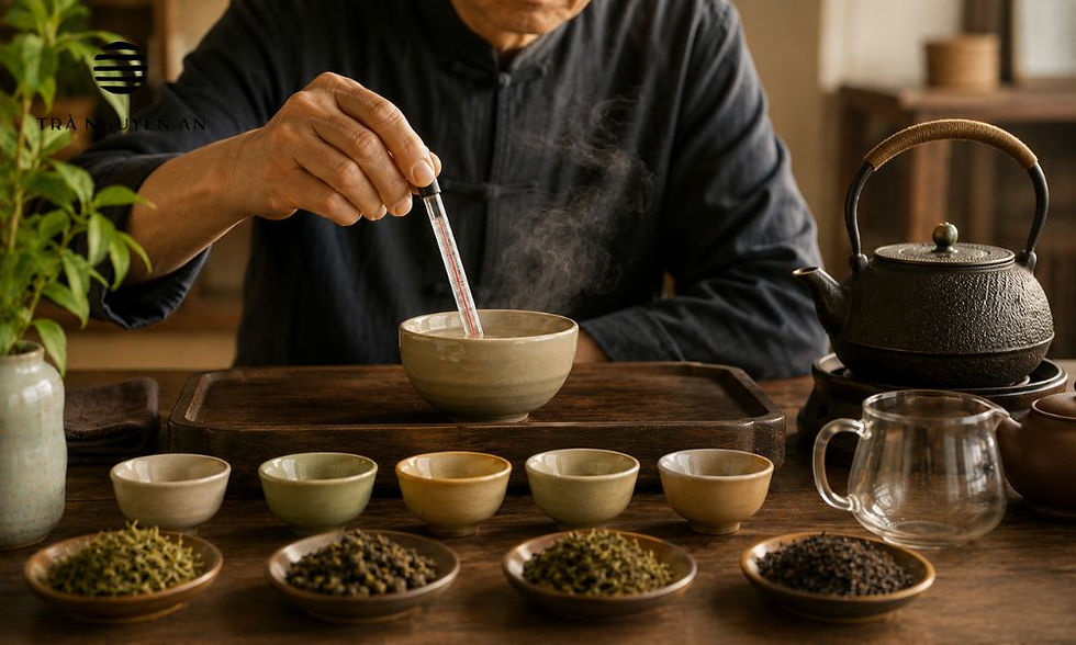 Người uống trà lâu năm thường canh nhiệt độ nước pha trà theo từng dòng trà khác nhau