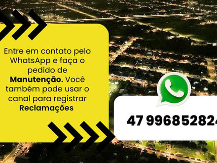 Prefeitura de Três Barras divulga WhatsApp para solicitações de reparos na Iluminação Pública
