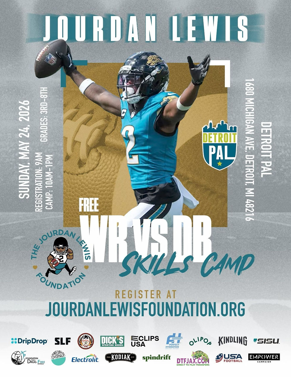 Jourdan Lewis' WR / DB Free Youth Football Camp 2026 - 3rd - 8th Graders