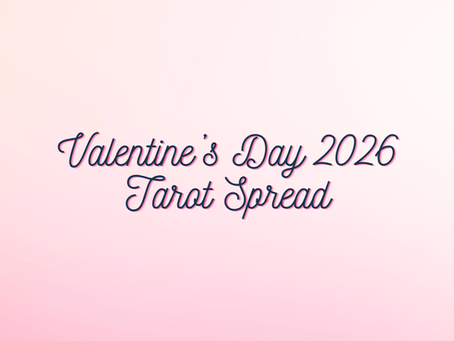 Background: Pink and white gradient. Text: Valentine's Day 2026 Tarot Spread gem blackthorn