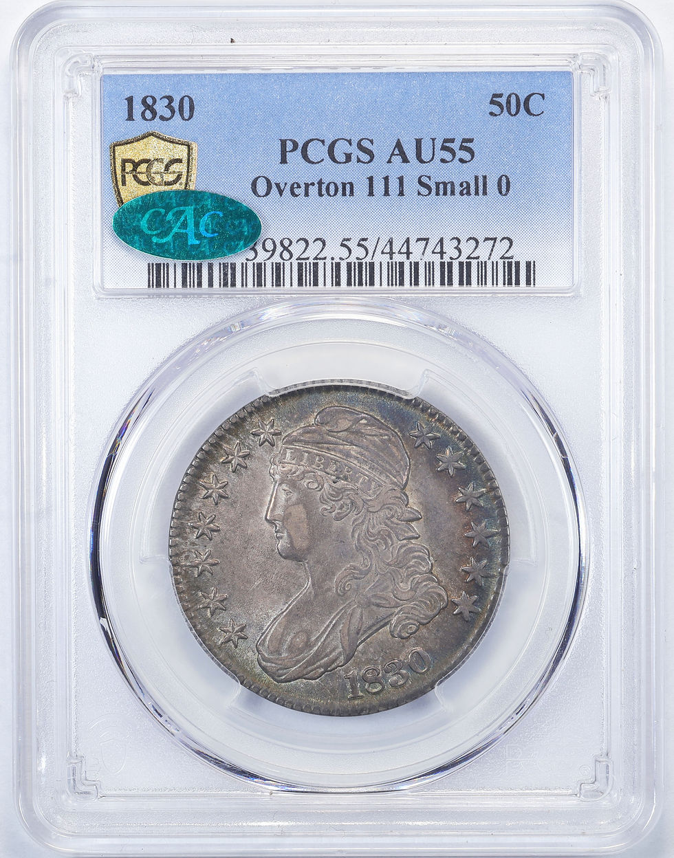 Thumbnail: 1830 Capped Bust Half Dollar PCGS AU55 CAC O-111