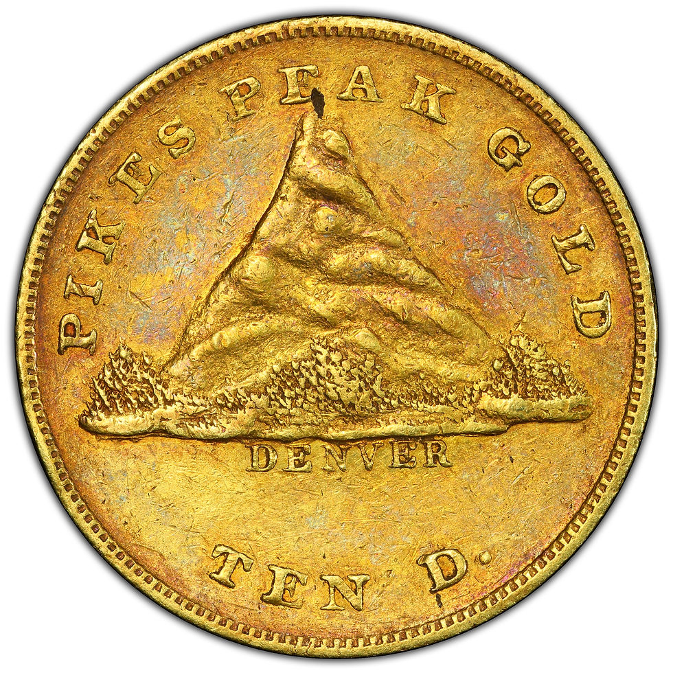 1860 Clark, Gruber and Co. Mountain $10 PCGS AU53+ Kagin-McCarthy Plate Coin