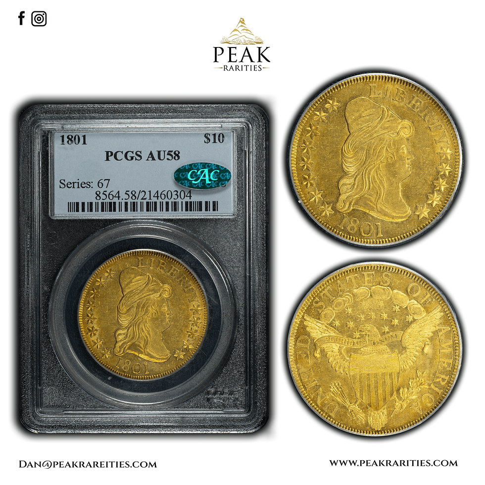 Thumbnail: 1801 Draped $10 PCGS AU58 CAC