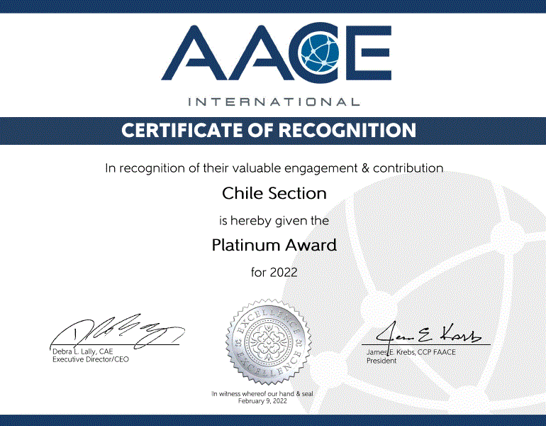 La AACE Chile recibe máxima distinción por la AACE Internacional.