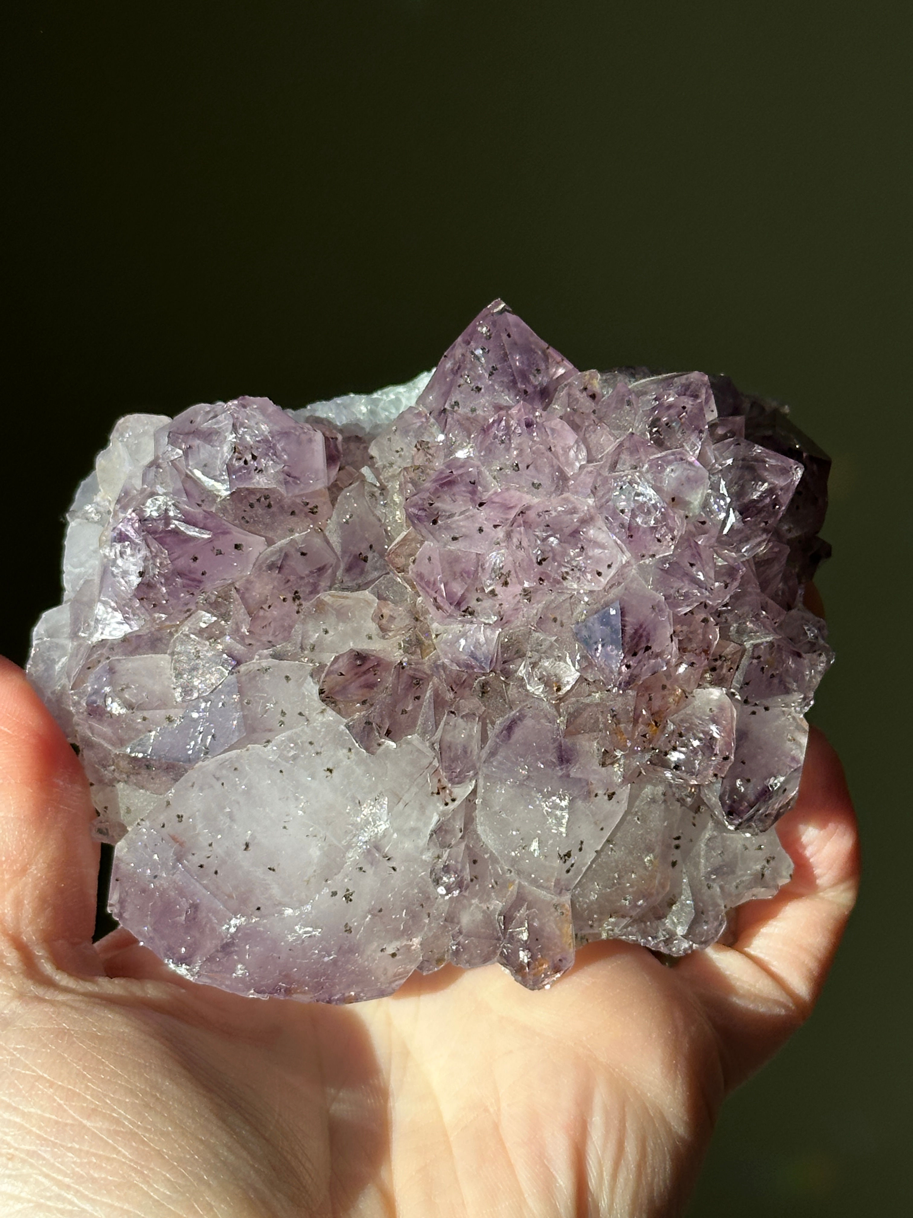 Amethyst Cluster with Cacoxenite
