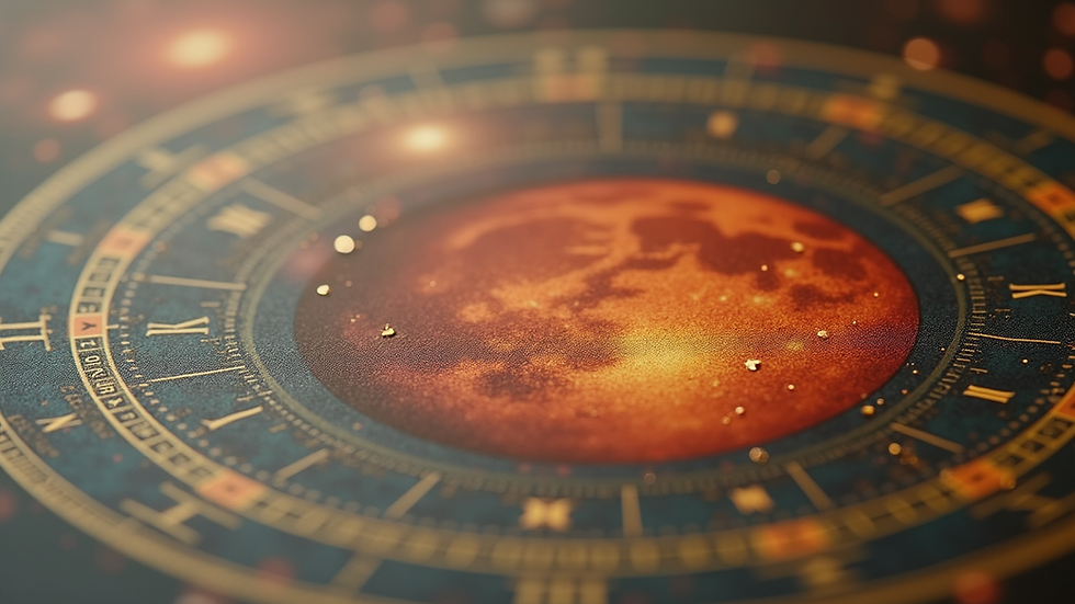 Close-up view of an astrological chart focusing on the Mars symbol