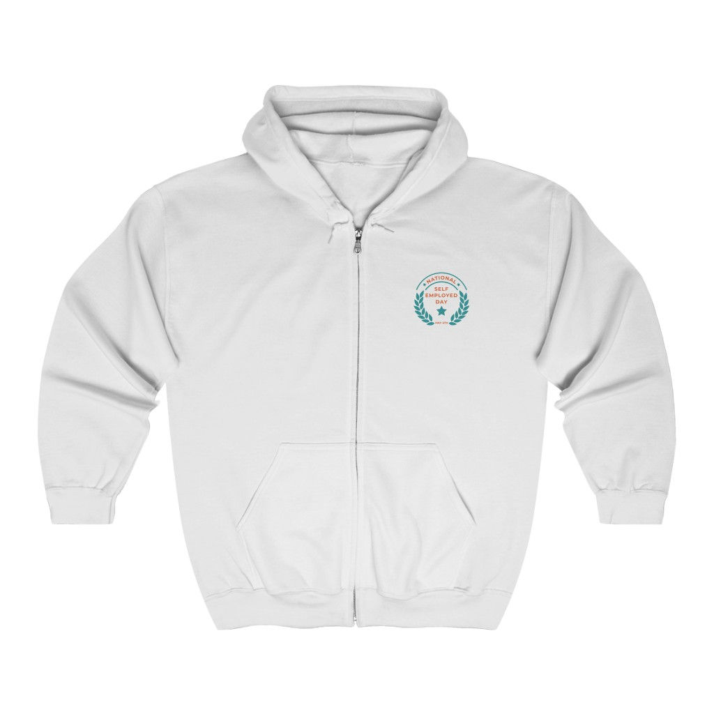 White Full Zip Hooded Sweatshirt