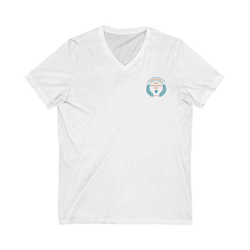 White Short Sleeve Jersey V-Neck Tee