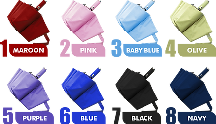 Pilihan Warna Custom Payung Lipat 3 Otomatis 10 Sisi Preium Anti UV Lapis Hitam