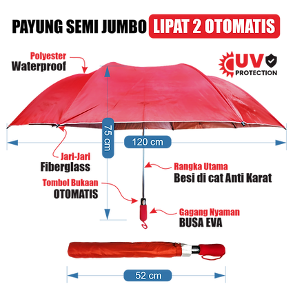 Custom Payung Semi Jumbo Lipat 2 Otomatis