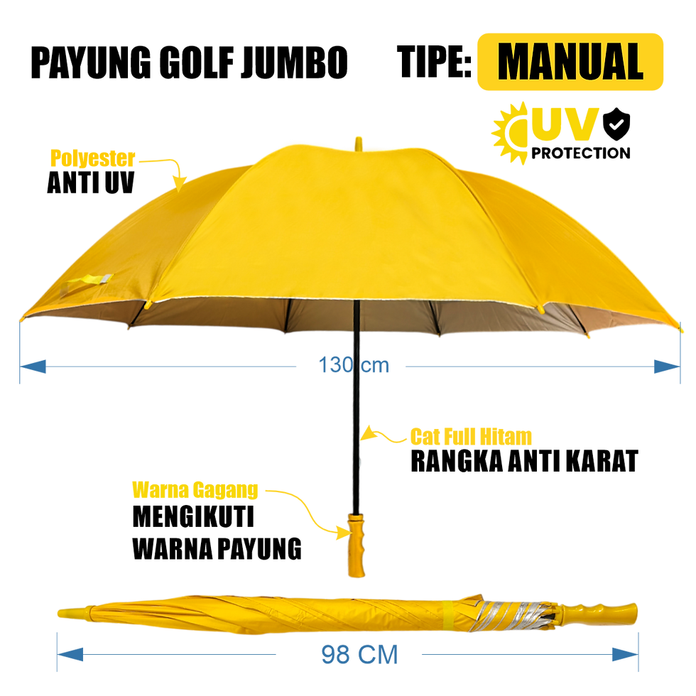 Gambar 2 : ilustrasi Payung Golf Jumbo Manual Silver Coated Anti UV