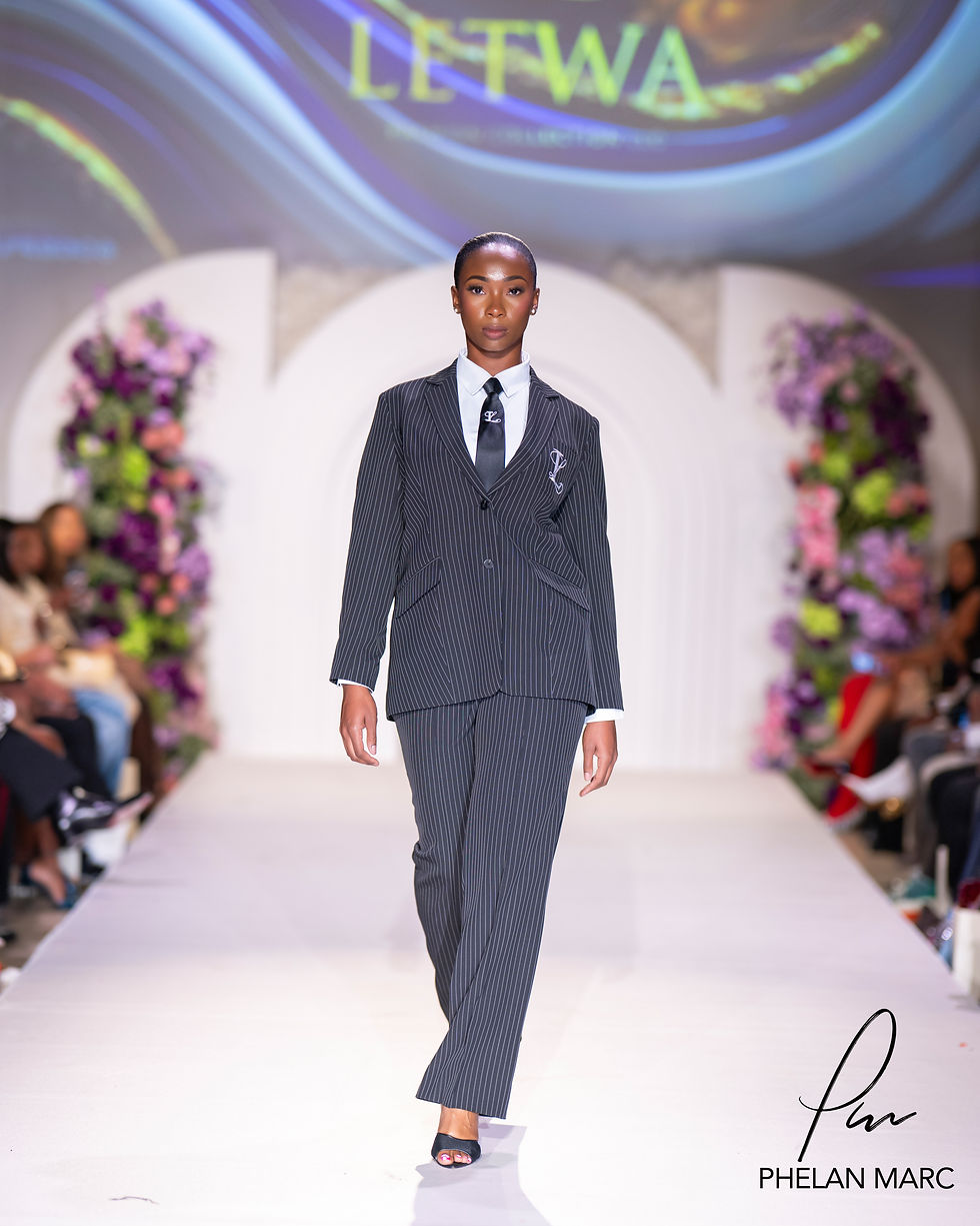 Black and White Single-Breasted Pinstripe Logo Suit