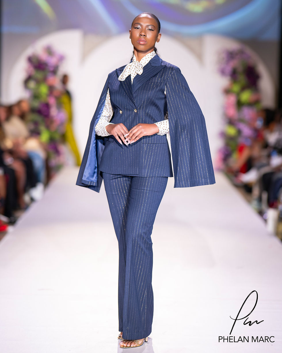 Navy Blue and Metallic Pinstripe Suit