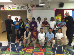 With St. Louis students during 10-school residency in 2016 (sponsored by NEA)