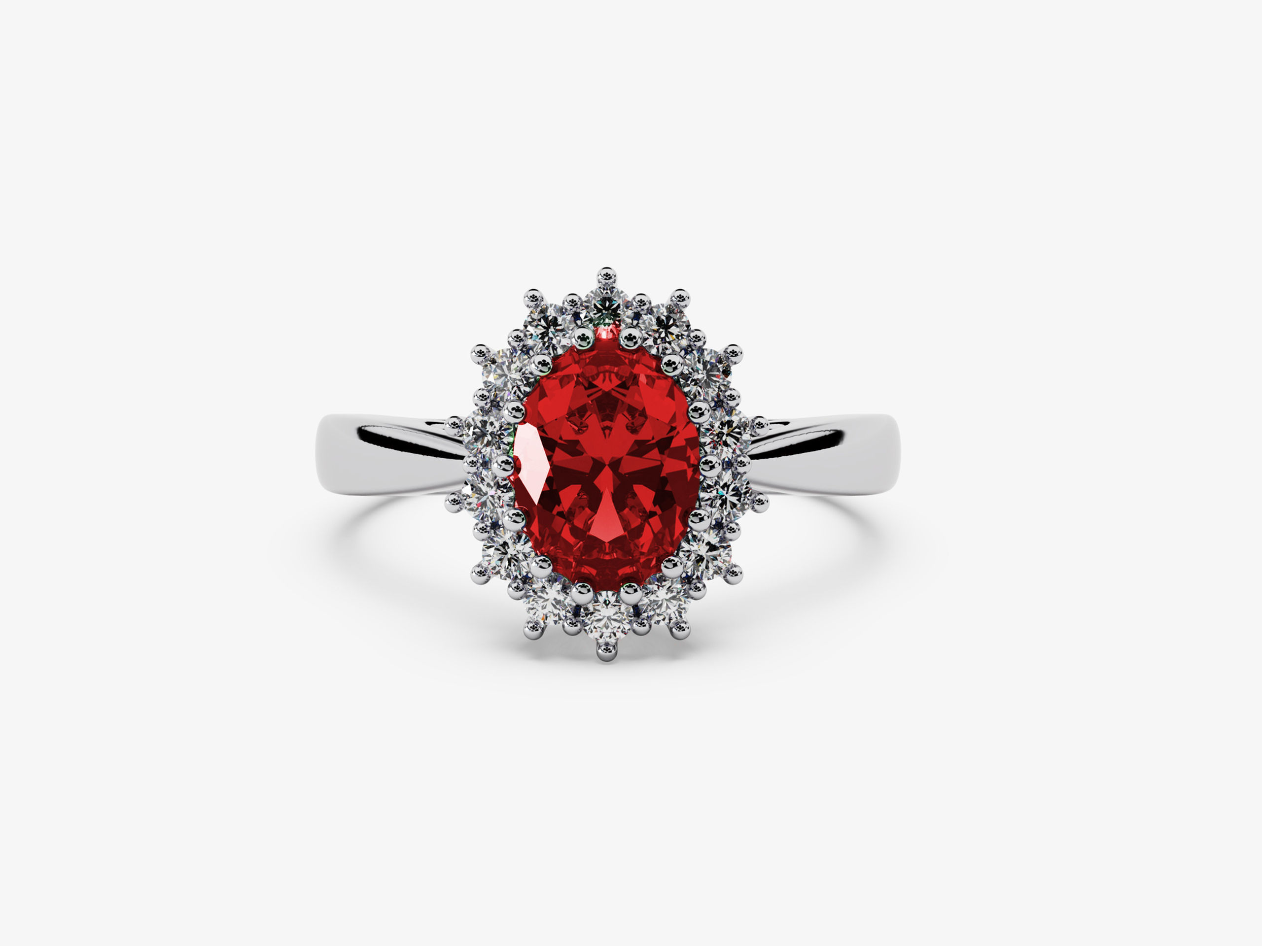 DIANA, Anillo de Compromiso, Rubí de Laboratorio Corte Ovalado