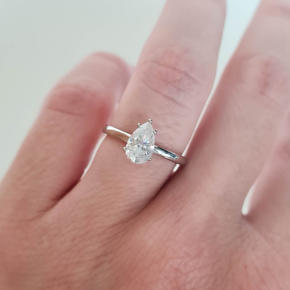 Miniatura: IMPETU, Anillo de Compromiso, Oro Blanco 14K, Moissanita Corte Pera, 1.0ct, D