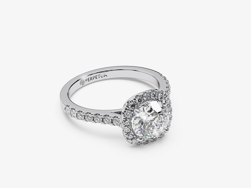 Miniatura: AURA, Anillo de Compromiso, Oro Blanco 14K, Moissanita Corte Redondo 0.6ct
