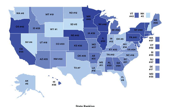 Map of Low Tax States